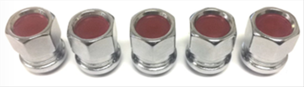 124BA - Set of 5 Rally II bulge acorn lug nuts with red insert for YEARONE 17 aluminum wheels.