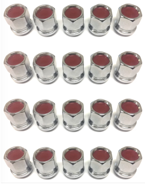 Set of 20 1/2-20 bulge acorn chrome lug nuts for 17 Inch-19 Inch YEARONE Snowflake wheels.
