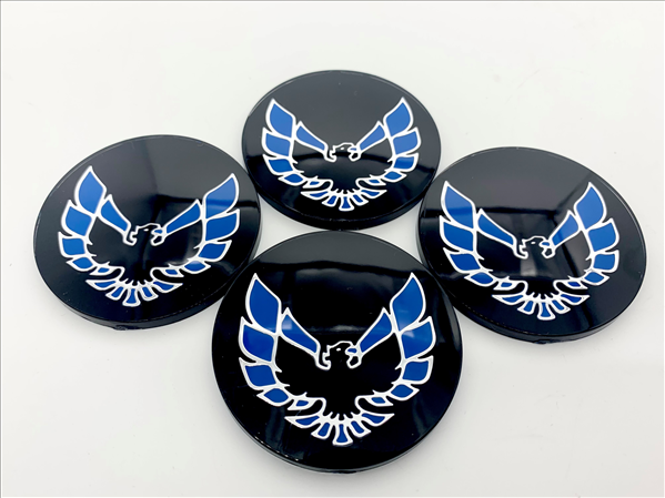 43750NRS - 1977-1981 Firebird Blue Bird Center Cap Inserts for Snowflake Wheels and Turbo Wheels. Set of 4