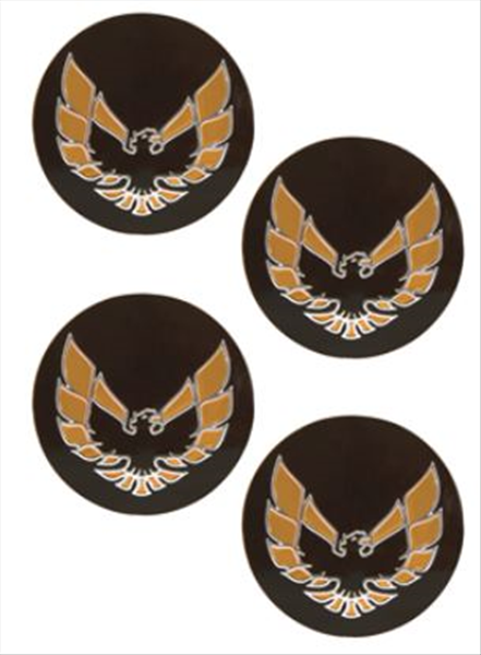 43754NRS - Set of 4 Gold  bird wheel center cap inserts for 1980-1981 Snowflake wheels and 1979-1981 Turbo wheels.