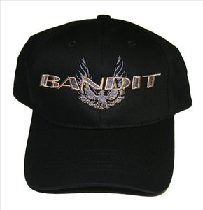 BANHAT4 - Bandit hat with Bird. Color: Black hat with Charcoal Grey and Gold logo.