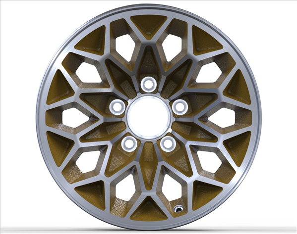 BSFW158GLD - Bandit Snowflake Wheel 15 X 8 cast aluminum Snowflake wheel with gold inserts and  4-1/2" Backspacing or Zero Offset.