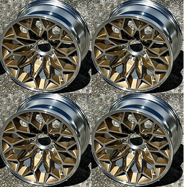 Set of 4 15 X 8 Bandit Snowflake wheels (Not WS6) with painted inserts and  4-1/2 Inch Backspacing or Zero Offset. Use QJ39BS for lug nuts.