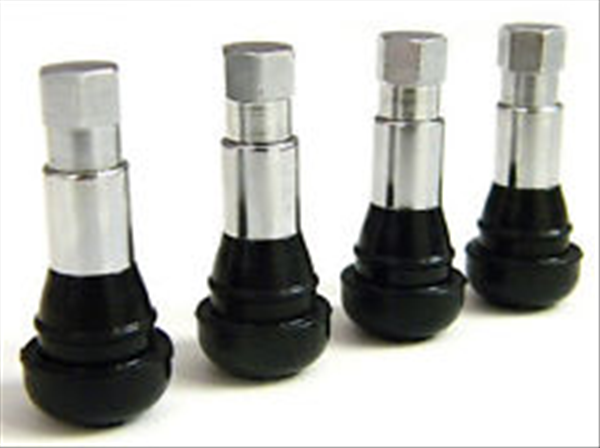 VS7240 - Valve Stems 1.25 long rubber with a chrome sleeve. Set of 4.